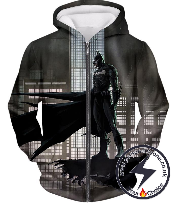 Gotham Citys Dark Knight Superhero Batman Cool Graphic Zip Up Hoodie